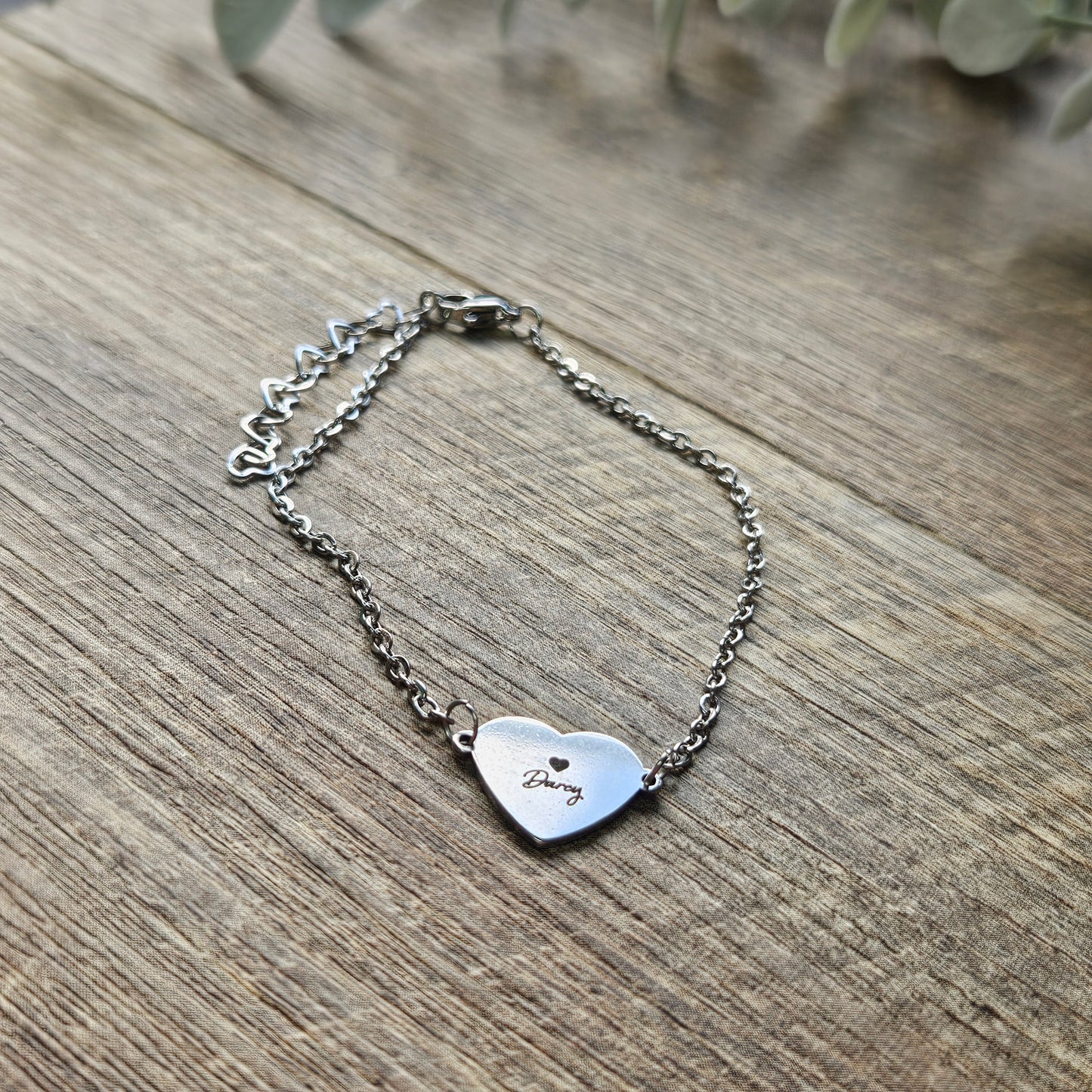 Custom Engraved Heart Bracelet with Child’s Drawing – Personalised Mother’s Day Gift