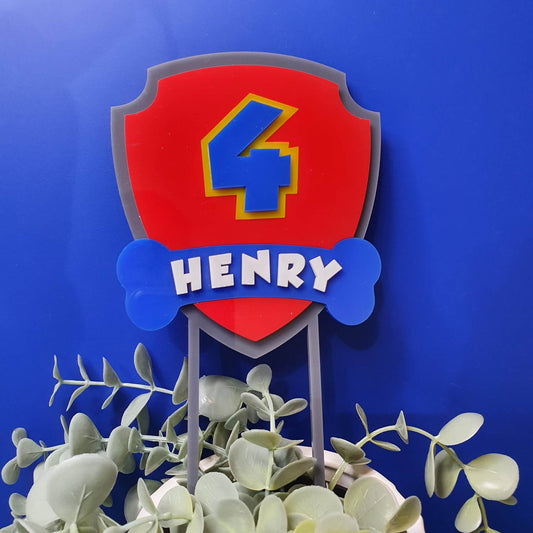 Paw Patrol Shield Themed Cake Topper | Personalised