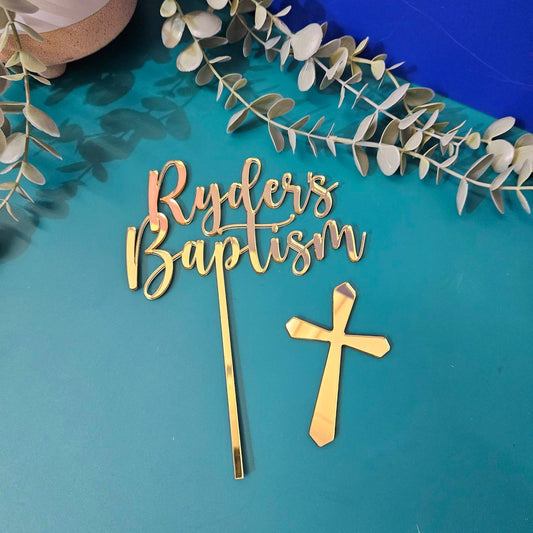 Baptism Cake Topper & Cross Cake Charm Set | Personalised