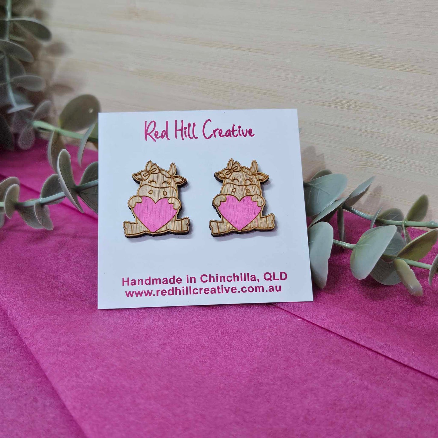 Cute Cow Valentine Earrings {Studs}