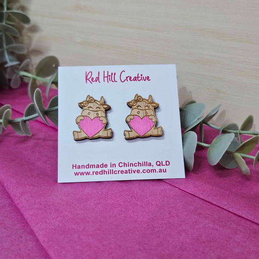 Cute Cow Valentine Earrings {Studs}
