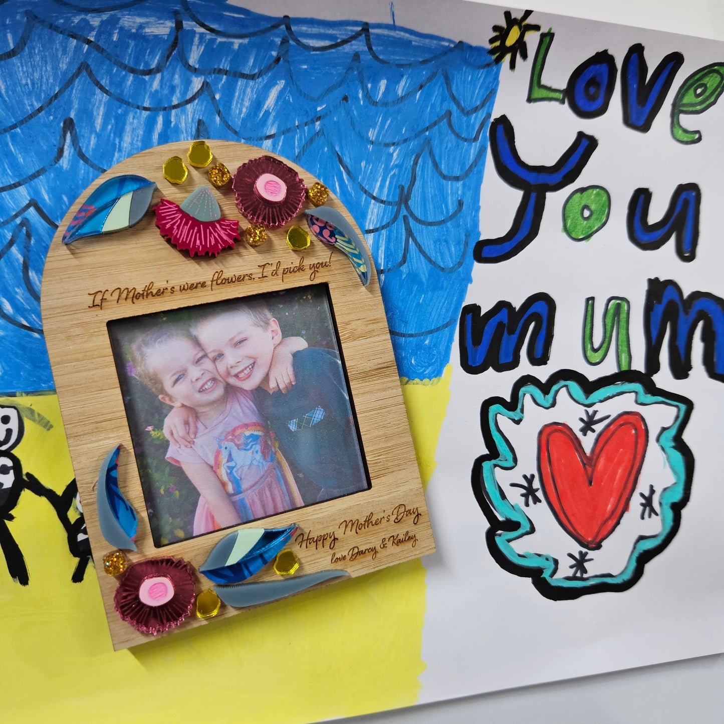 Australian Native Blossom Mother’s Day Photo Frame & Fridge Magnet – Personalised Gift