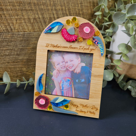 Australian Native Blossom Mother’s Day Photo Frame & Fridge Magnet – Personalised Gift