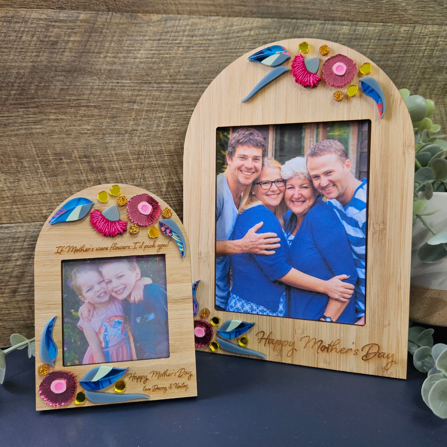 Australian Native Blossom Mother’s Day Photo Frame & Fridge Magnet – Personalised Gift