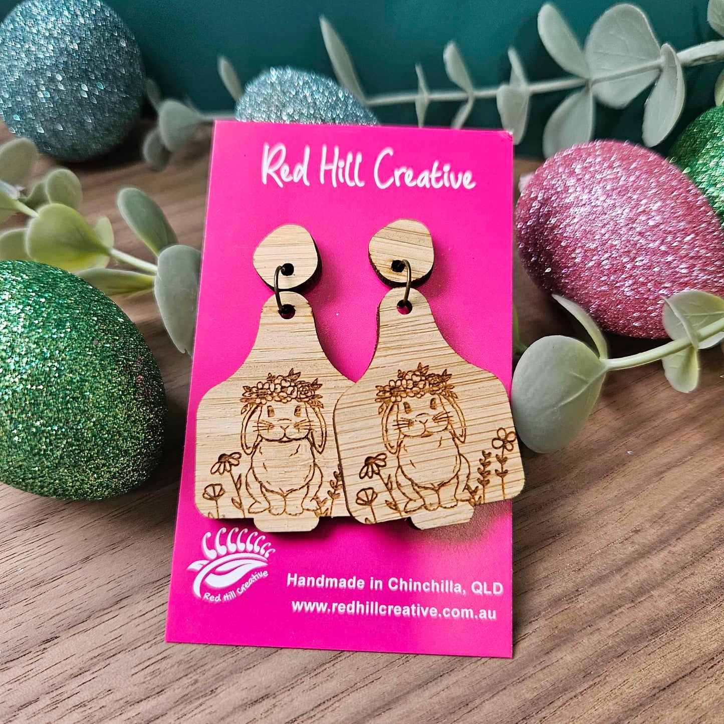 Garden Bunny {cow tag} | Easter Earrings | Choose your colour