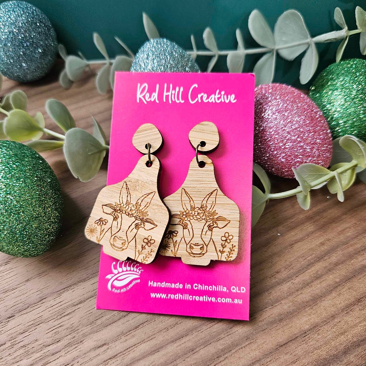 Garden Cow {cow tag} | Easter Earrings | Choose your colour