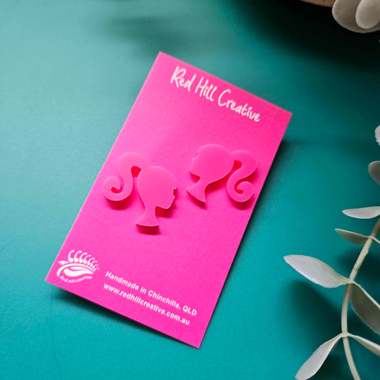 Barbie Style Head Studs | Hot Pink Glitter or Solid