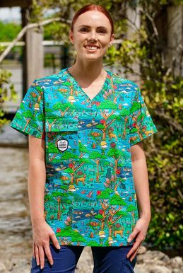 TradeMutt Unisex Scrub Top | Blinky Chill