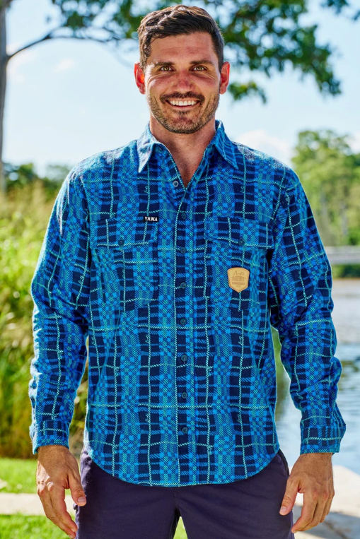 TradeMutt Unisex Long Sleeve Workshirt | Blue Gum Flanno