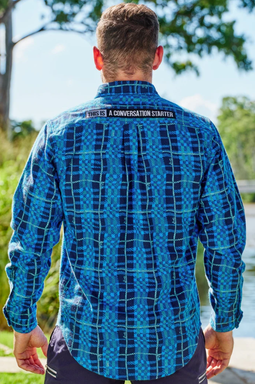 TradeMutt Unisex Long Sleeve Workshirt | Blue Gum Flanno