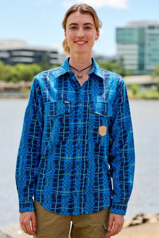 TradeMutt Unisex Long Sleeve Workshirt | Blue Gum Flanno