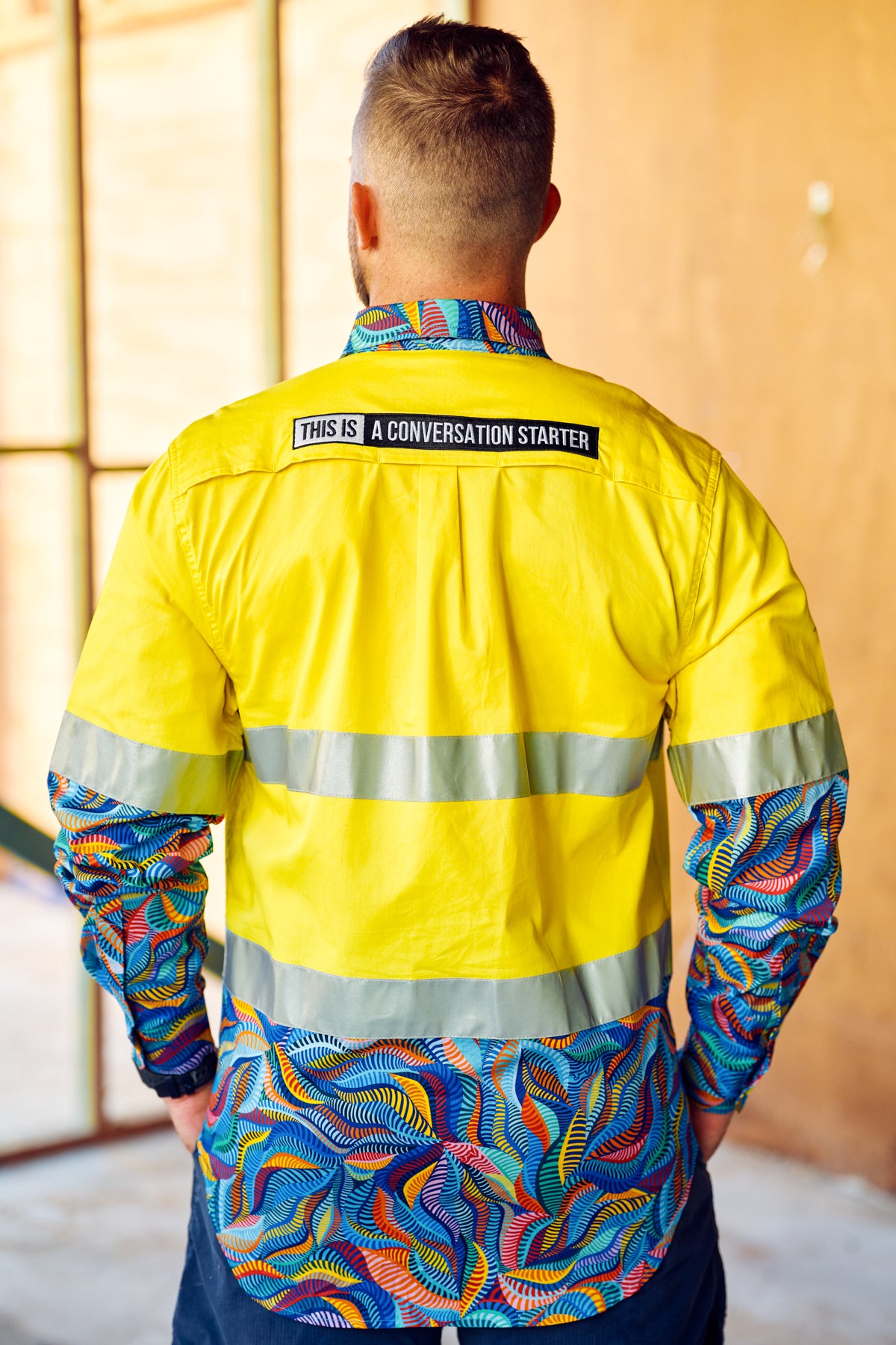 TradeMutt Men's Snazzy Orange OR Yellow Day/Night Hi Vis 2.0 Full Button Work Shirt