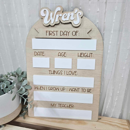 Reusable First & Last Day Milestone Memory Boards PERSONALISED