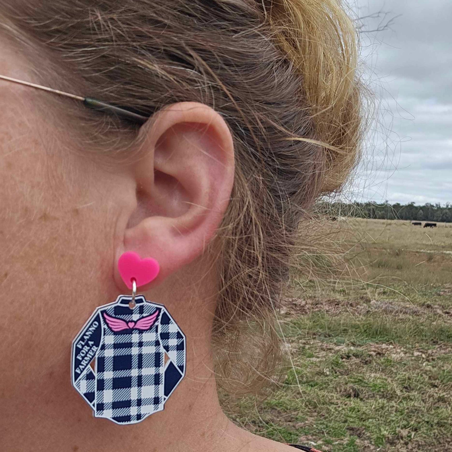 "Farm Angels" Flanno For a Farmer | Fundraising Earrings