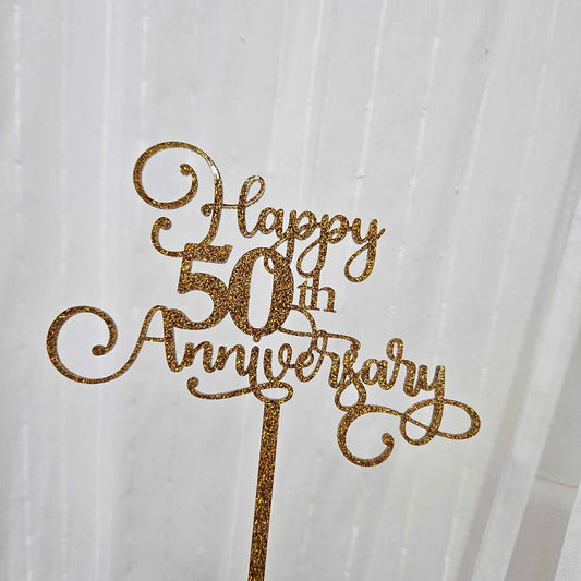 Happy 50th Anniversary Cake Topper {choose your material}