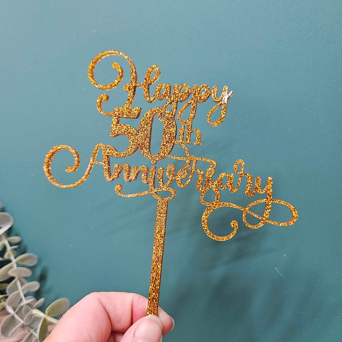 Happy 50th Anniversary Cake Topper {choose your material}