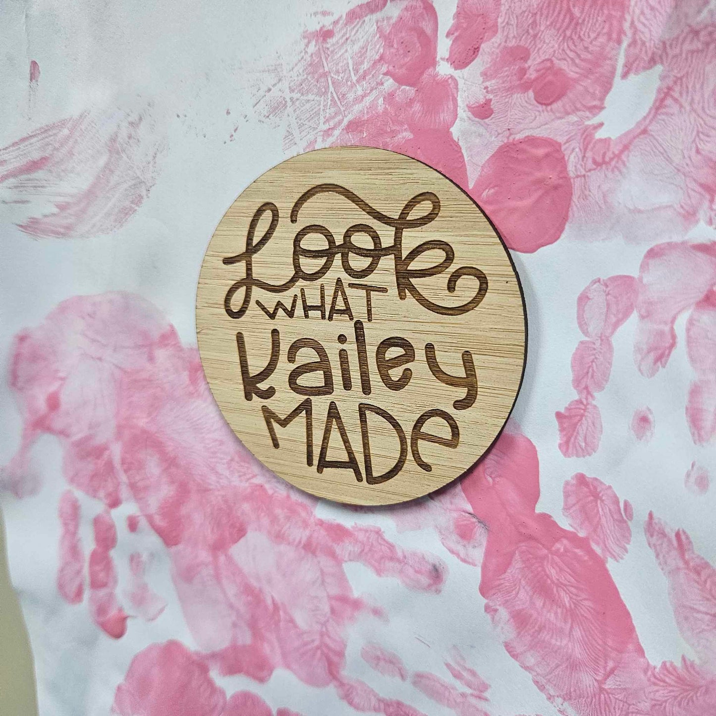 Personalised {NAME} Look What I Made Magnet | Bamboo