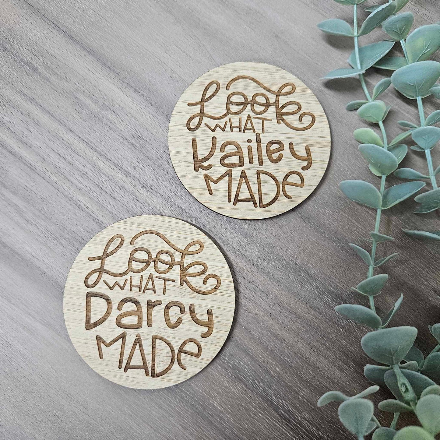 Personalised {NAME} Look What I Made Magnet | Bamboo