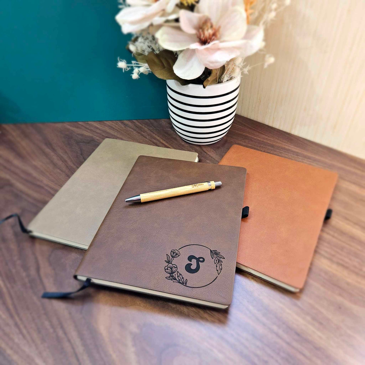 Engraved Monogram Leatherette Notebook | PERSONALISED