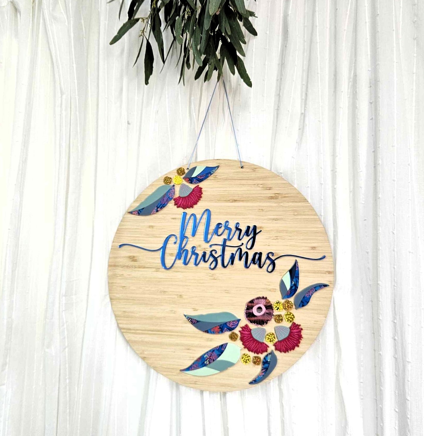 Australiana "Merry Christmas" Bamboo Solid Wreath