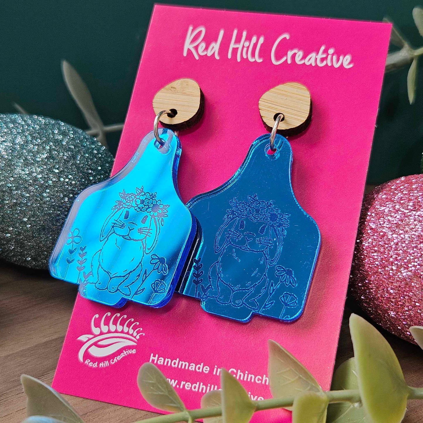 Garden Bunny {cow tag} | Easter Earrings | Choose your colour