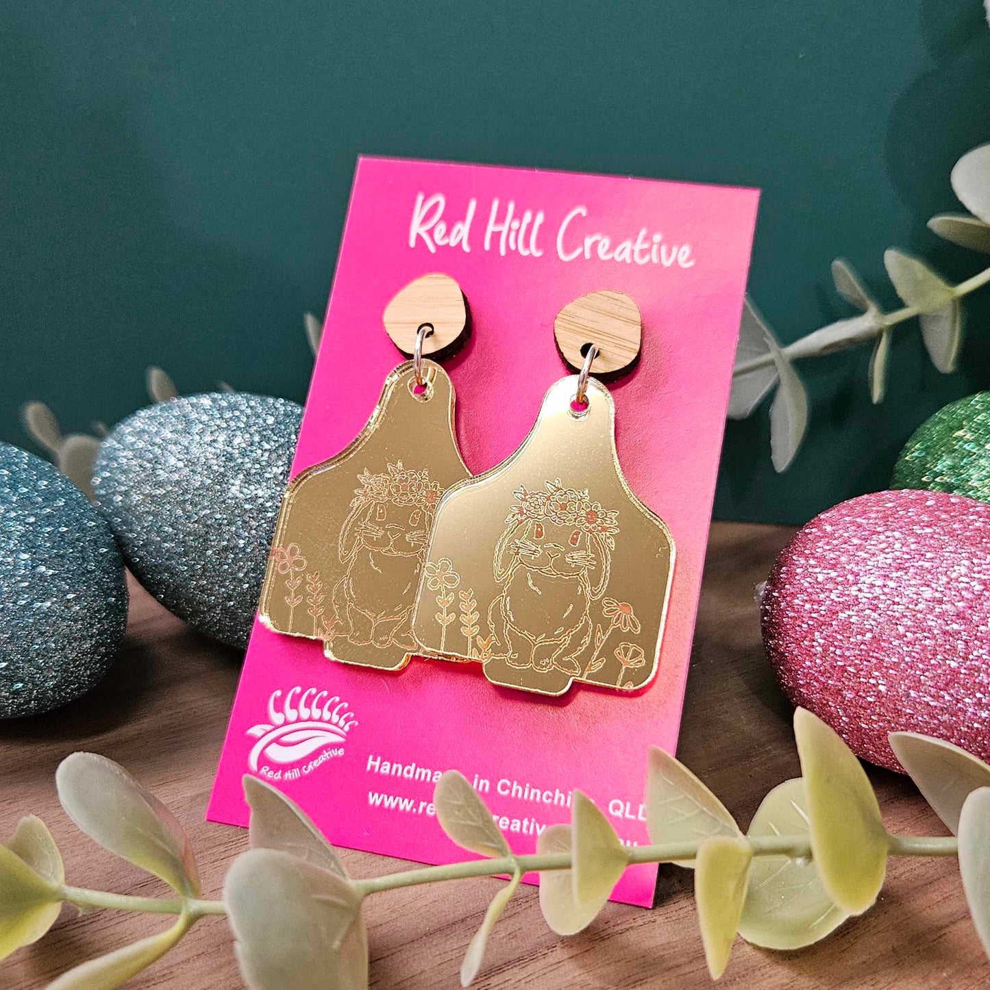 Garden Bunny {cow tag} | Easter Earrings | Choose your colour