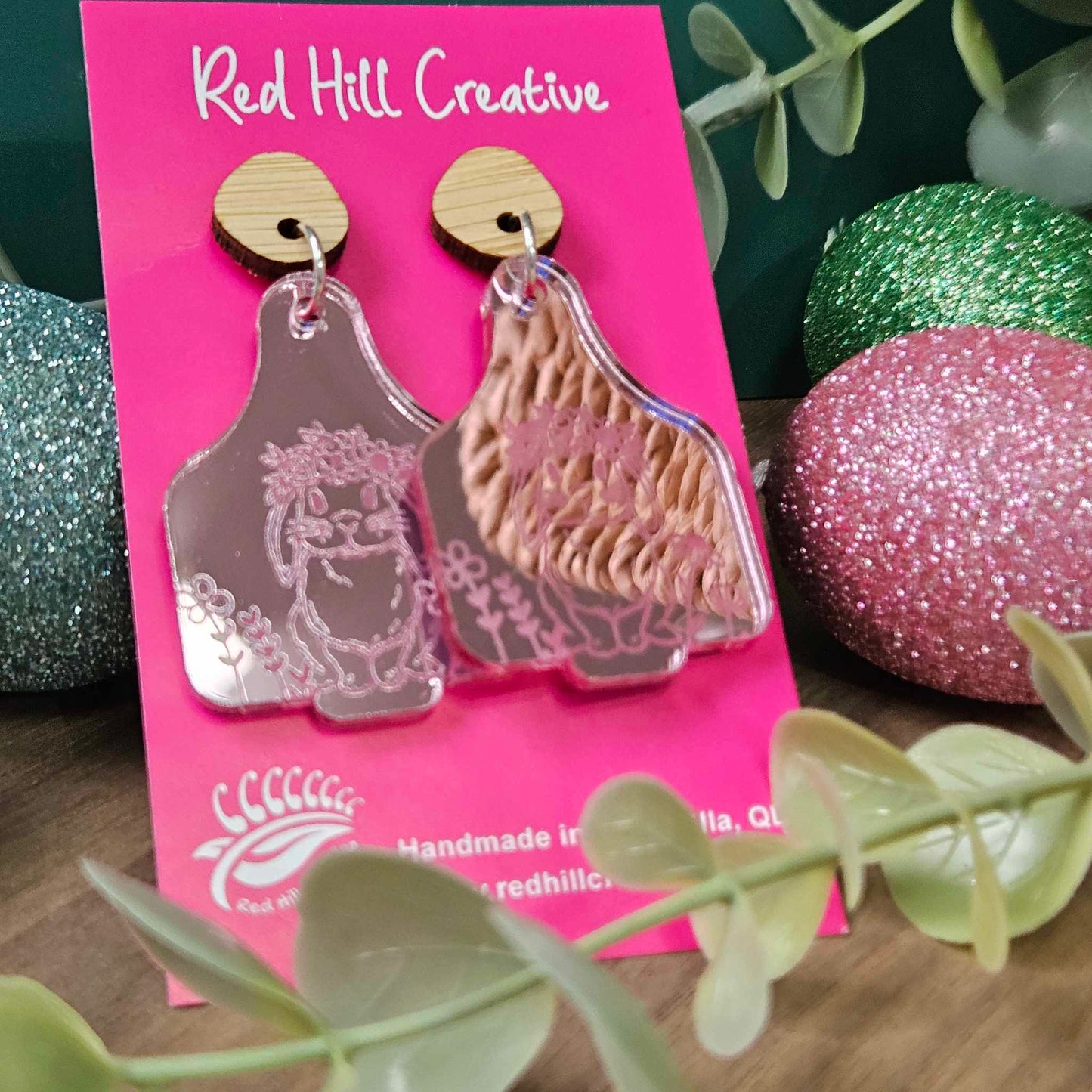 Garden Bunny {cow tag} | Easter Earrings | Choose your colour