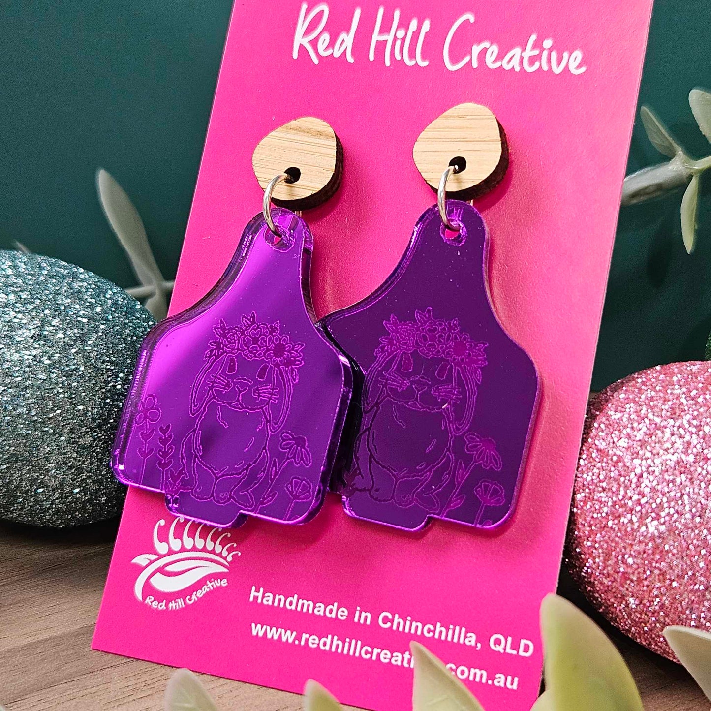 Garden Bunny {cow tag} | Easter Earrings | Choose your colour