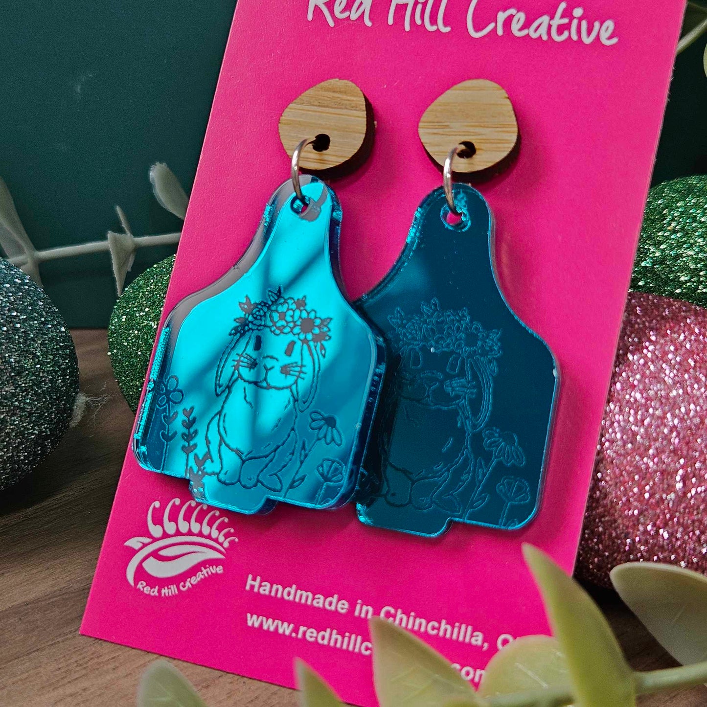 Garden Bunny {cow tag} | Easter Earrings | Choose your colour