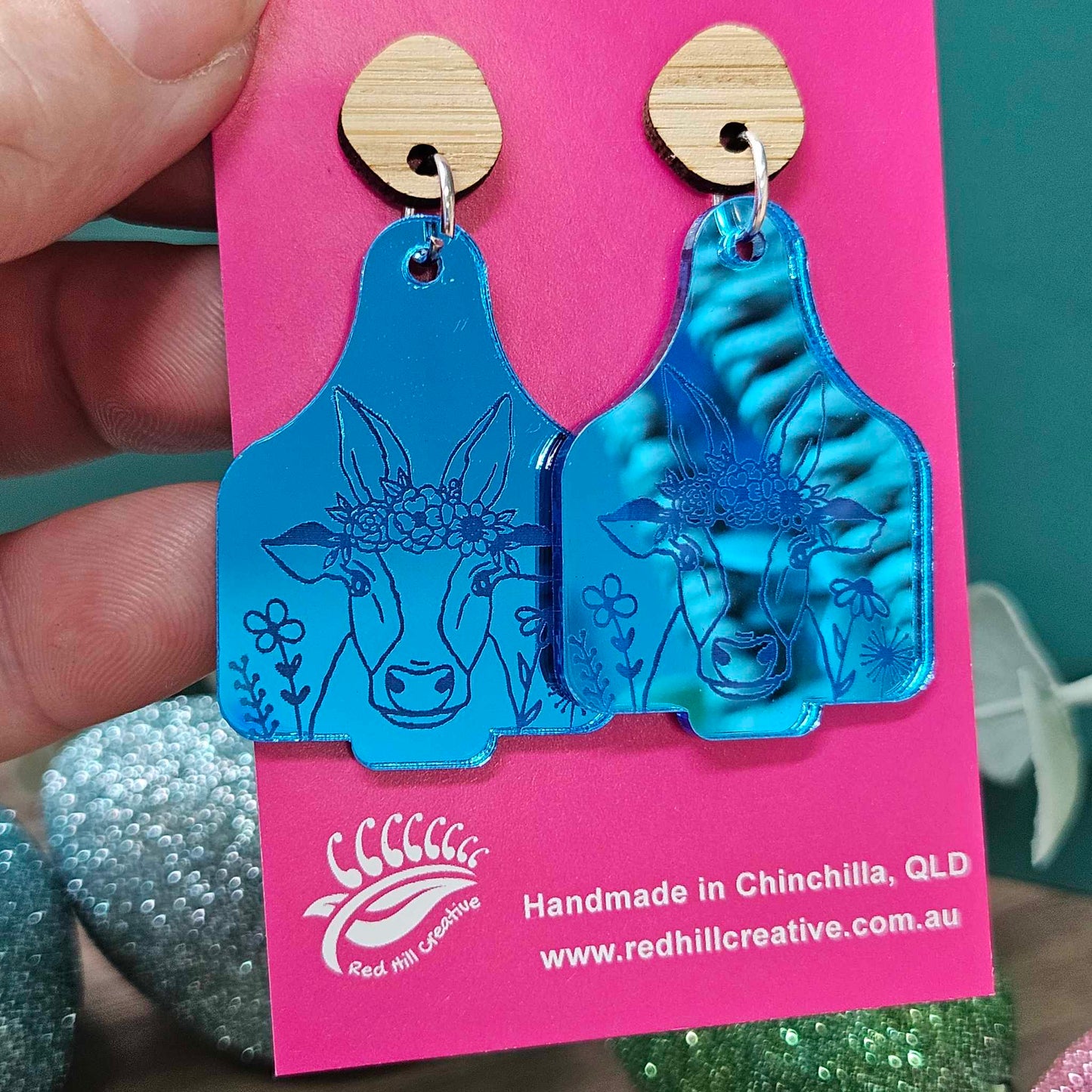 Garden Cow {cow tag} | Easter Earrings | Choose your colour