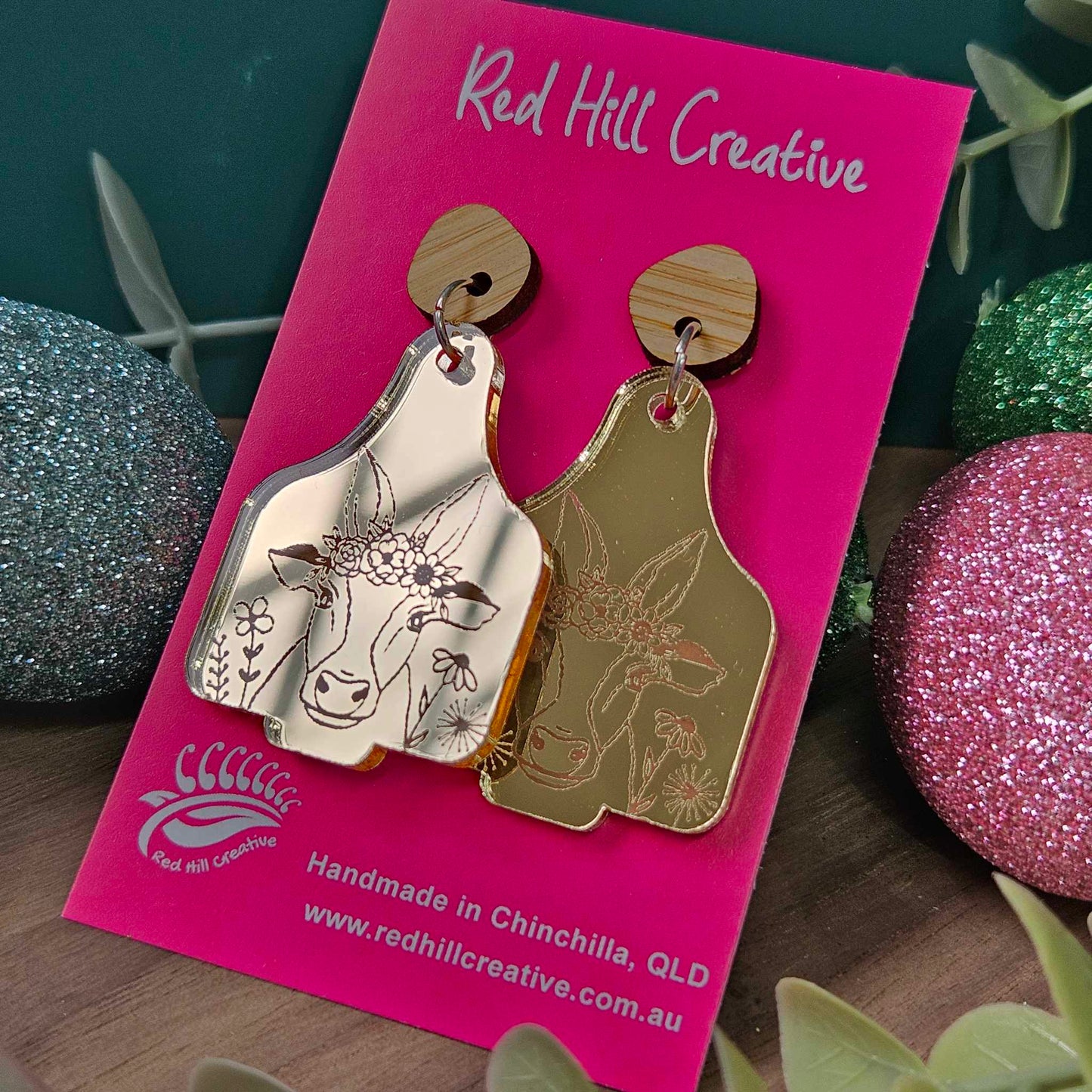 Garden Cow {cow tag} | Easter Earrings | Choose your colour