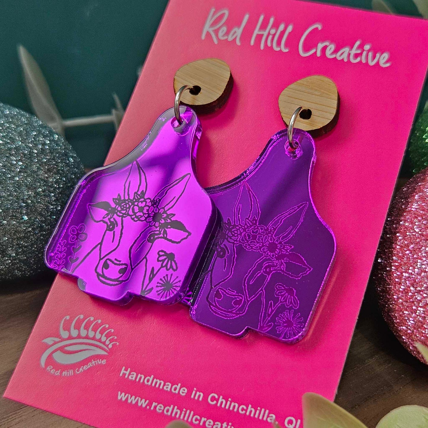 Garden Cow {cow tag} | Easter Earrings | Choose your colour