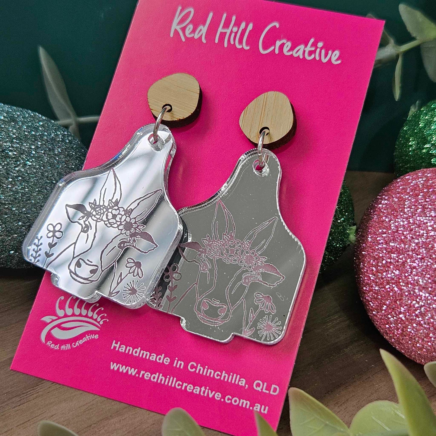Garden Cow {cow tag} | Easter Earrings | Choose your colour