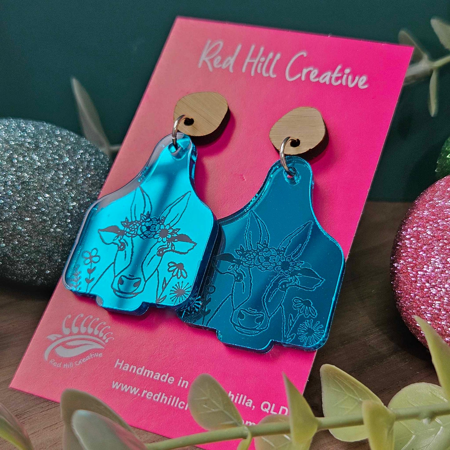 Garden Cow {cow tag} | Easter Earrings | Choose your colour