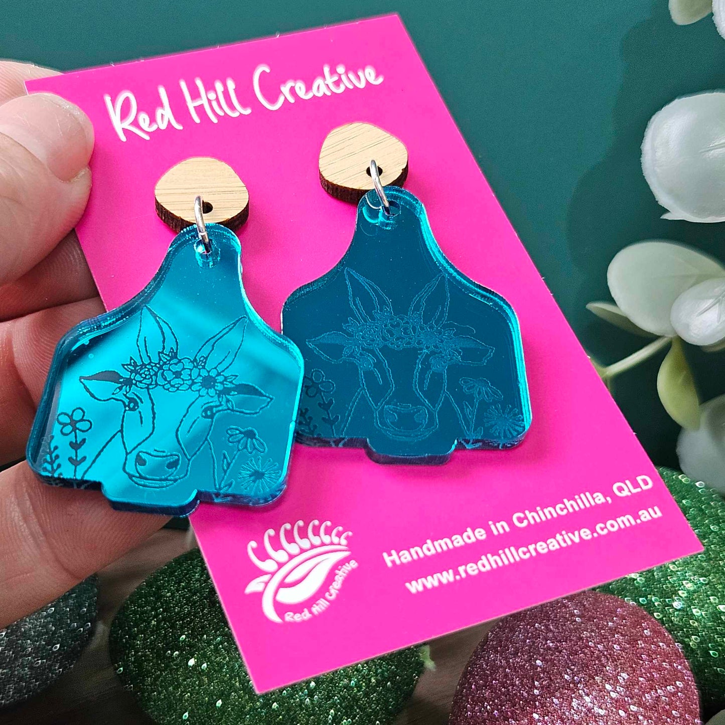 Garden Cow {cow tag} | Easter Earrings | Choose your colour
