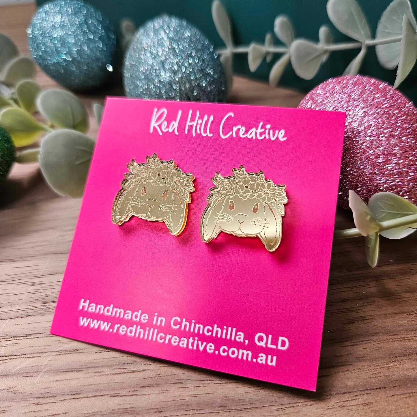 Bunny Floral Crown Studs | Easter Earrings | Choose your colour