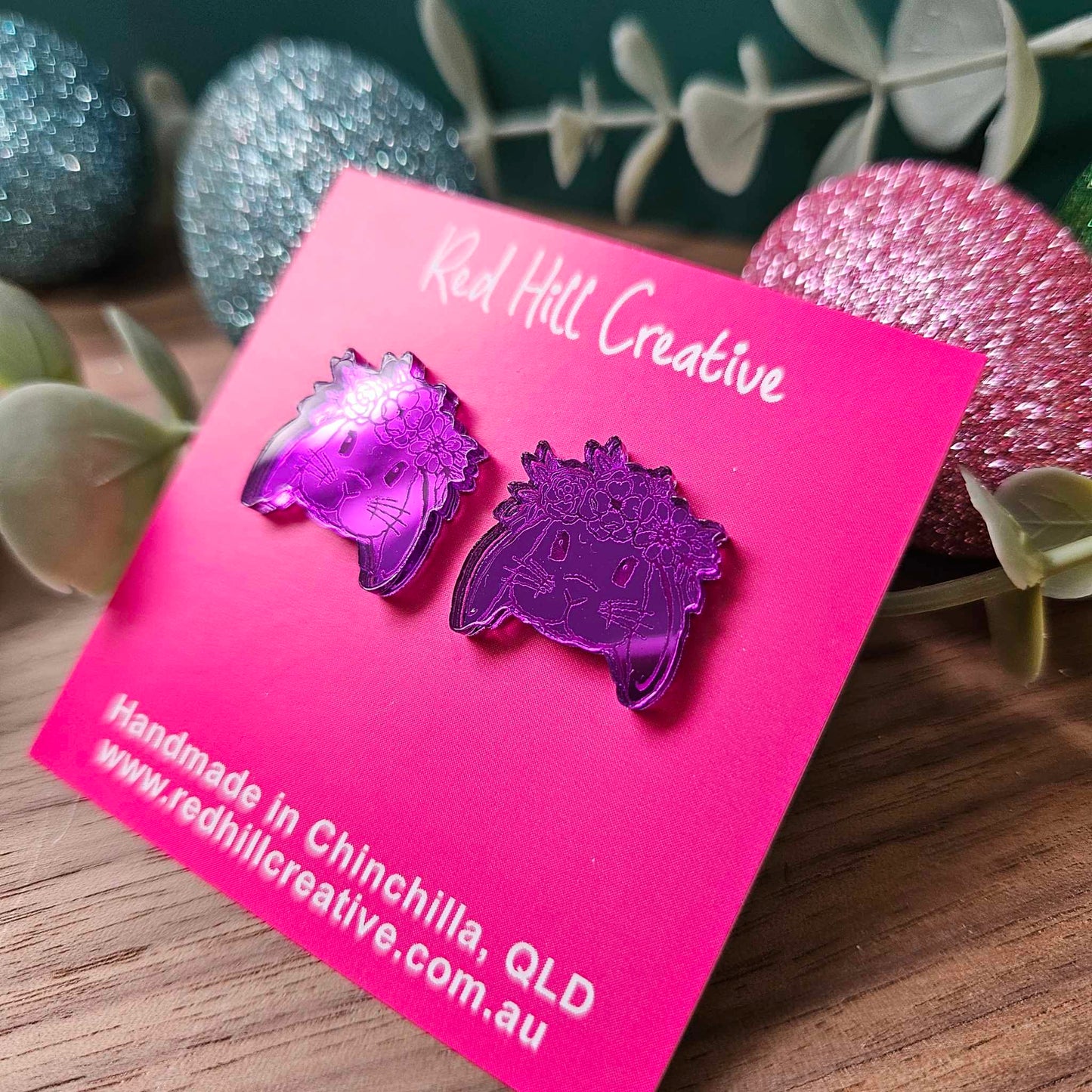 Bunny Floral Crown Studs | Easter Earrings | Choose your colour