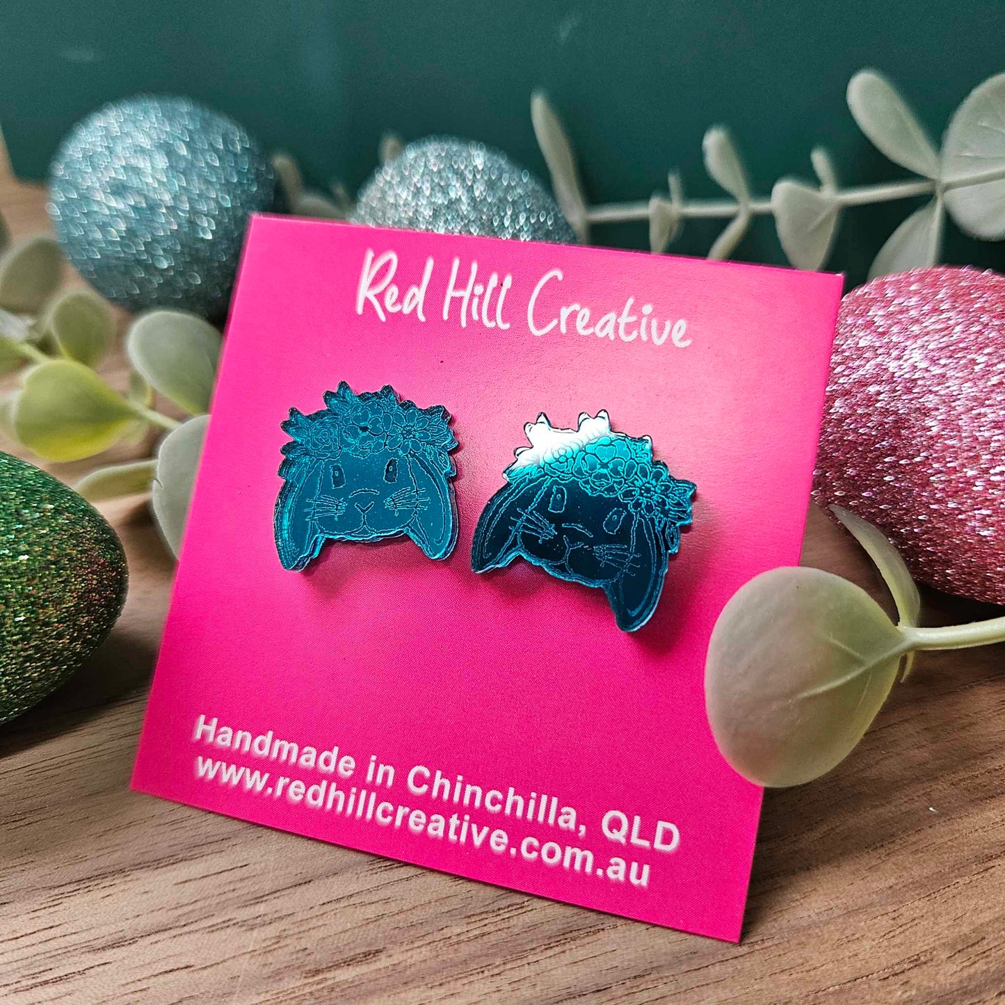 Bunny Floral Crown Studs | Easter Earrings | Choose your colour