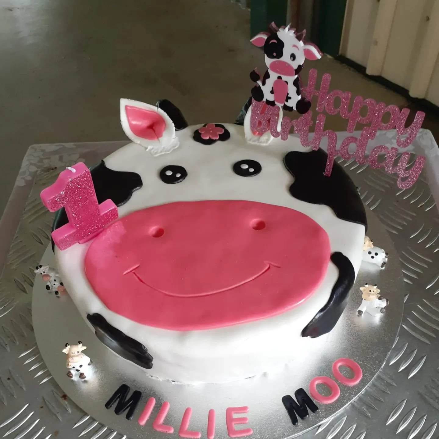 Millie Moo Cow Happy Birthday Cake Topper