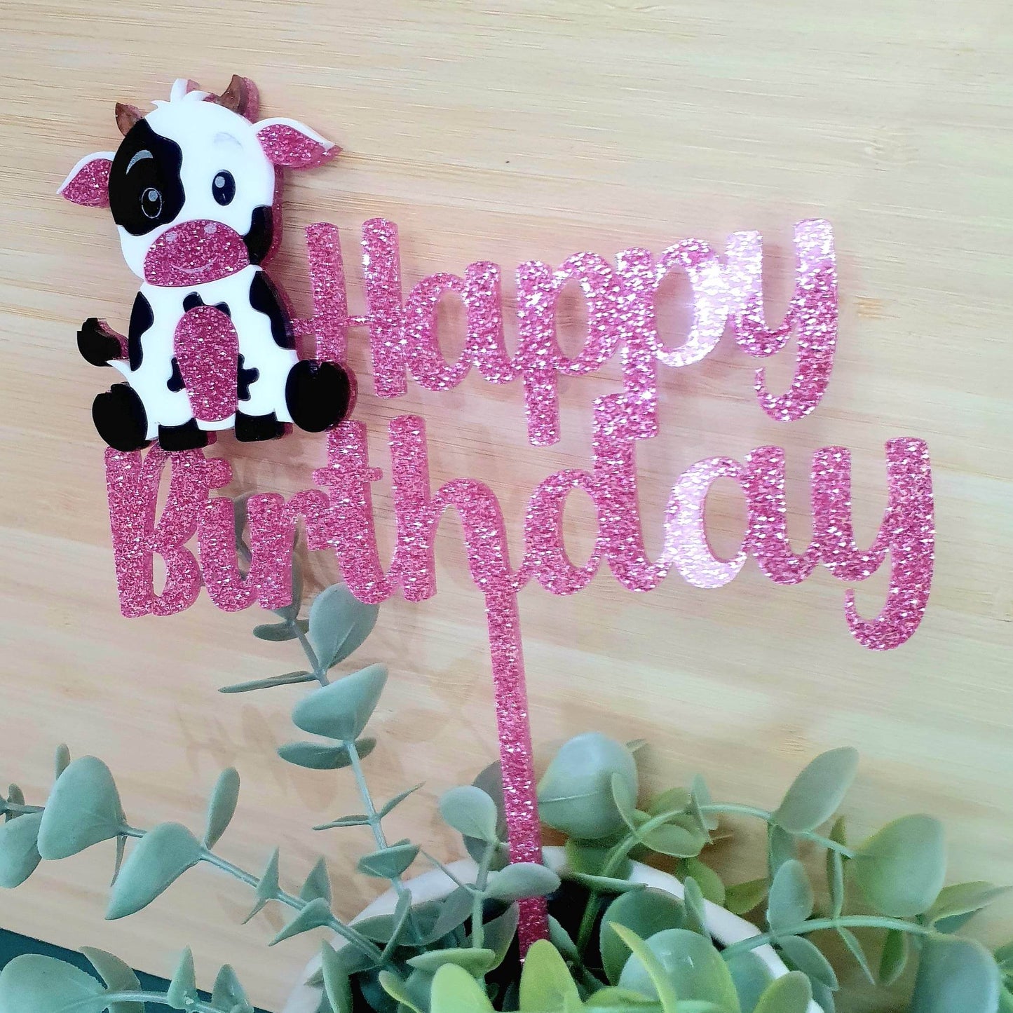 Millie Moo Cow Happy Birthday Cake Topper