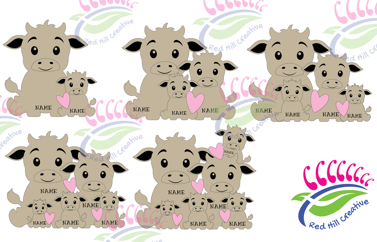 Nesting Cow Family | PERSONALISED