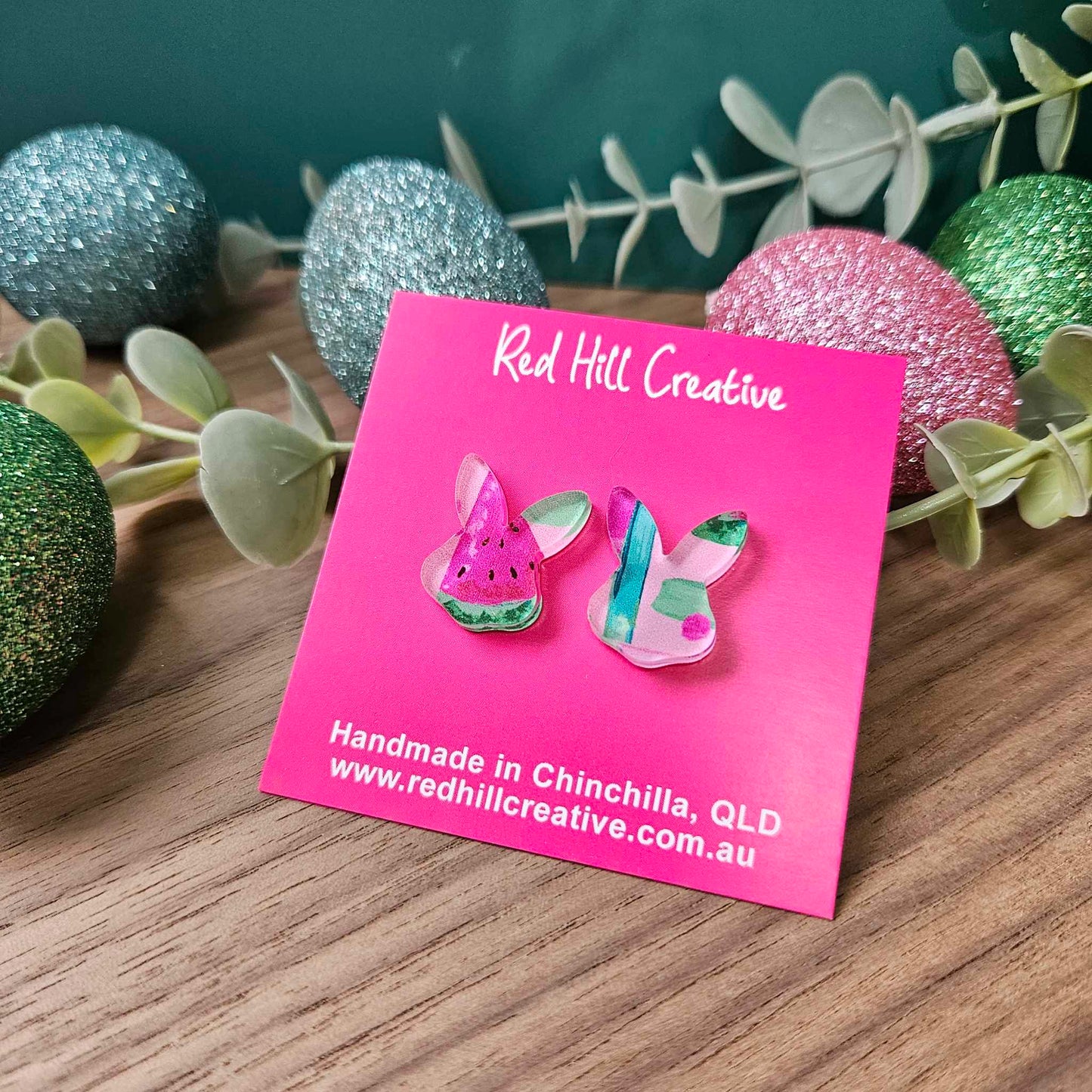 Printed Bunny Head Studs | Easter Earrings | Choose your print