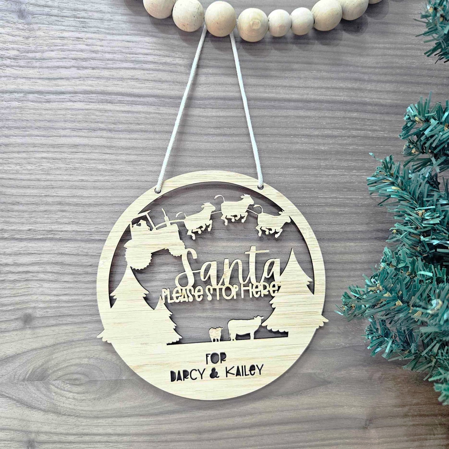 'Santa Please Stop Here' Aussie Christmas | PERSONALISED Door Hangers