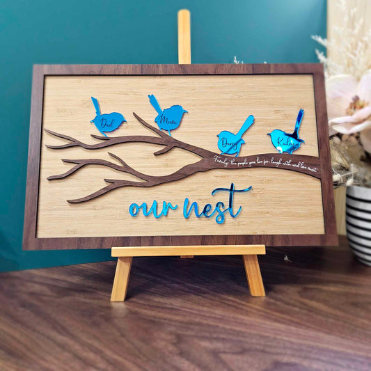 "Our Nest" Wren Family Sign | PERSONALISED