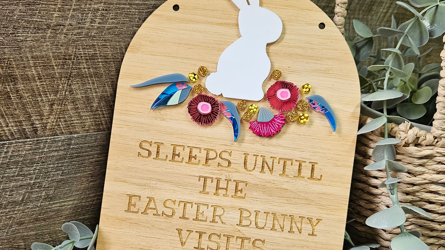 Personalised Bunny with Australian Natives Easter Countdown Sign