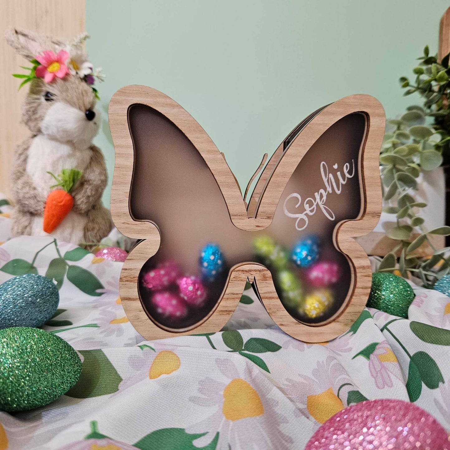 Colorful mini egg drop boxes for kids' Easter egg hunts or gift