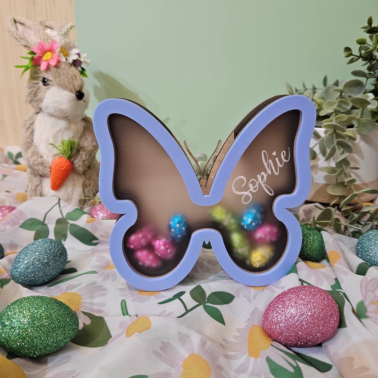 Colorful mini egg drop boxes for kids' Easter egg hunts or gift