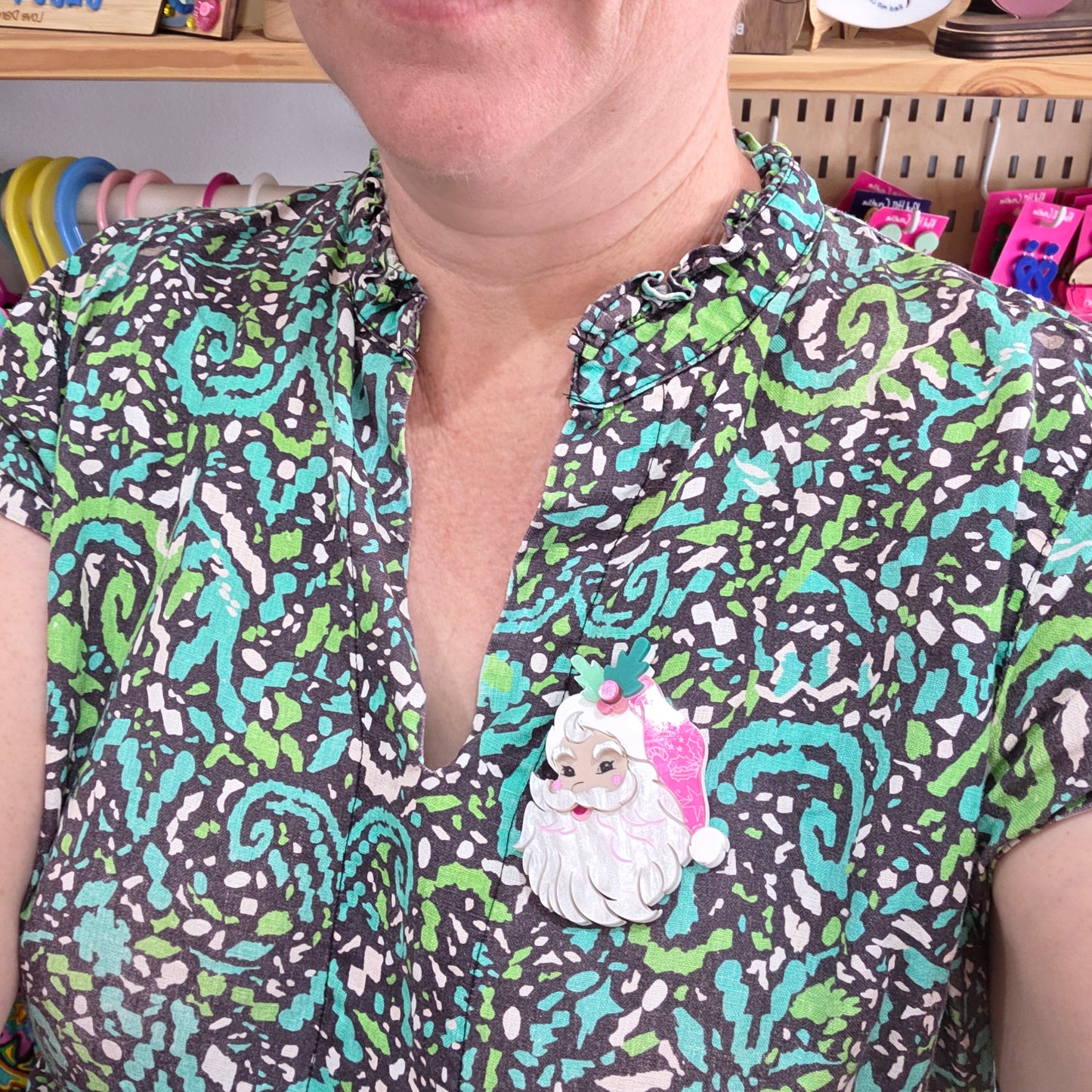 Santa Claus | Kitschmas Acrylic Christmas Brooch | Limited Edition | Red Hill Creative