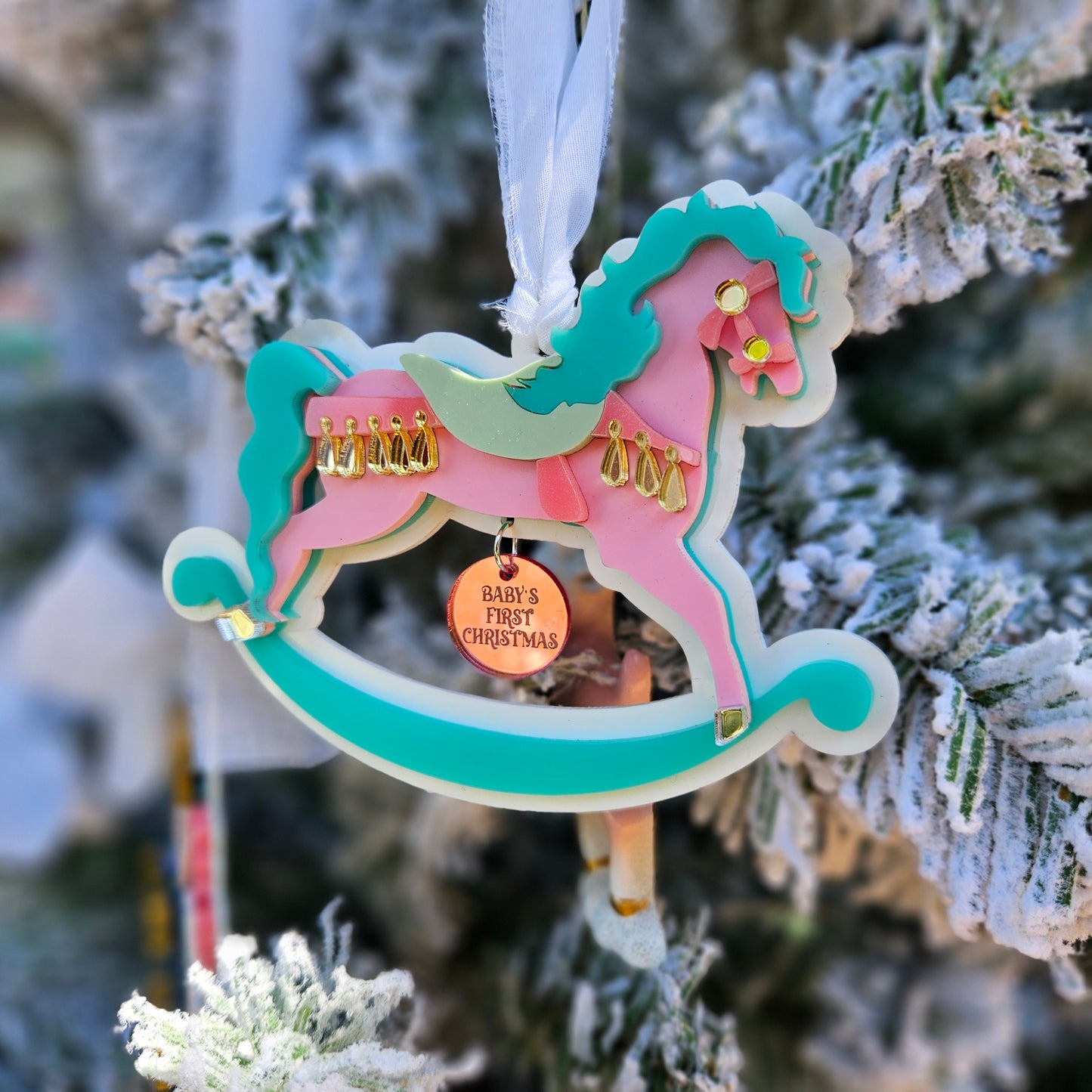 👶 Kitschmas Rocking Horse Ornament – Baby’s First Christmas