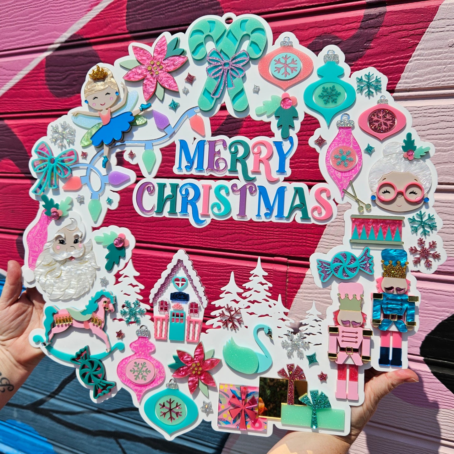 Kitschmas Wreath Acrylic Christmas Wreath - 50cm | Handmade in Chinchilla